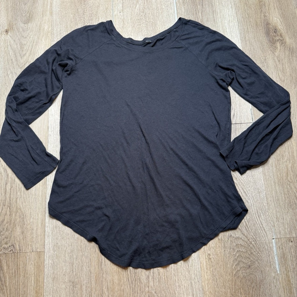 Lululemon Women's Locarno Long Sleeve Tee Shirt Top Cotton Hero Black Sz 6